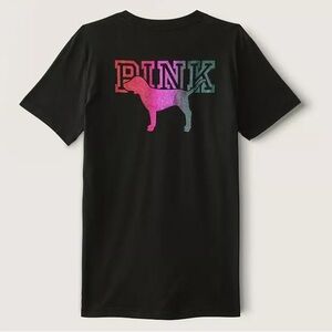 Victoria’s Secret pink glitter logo dog campus tee